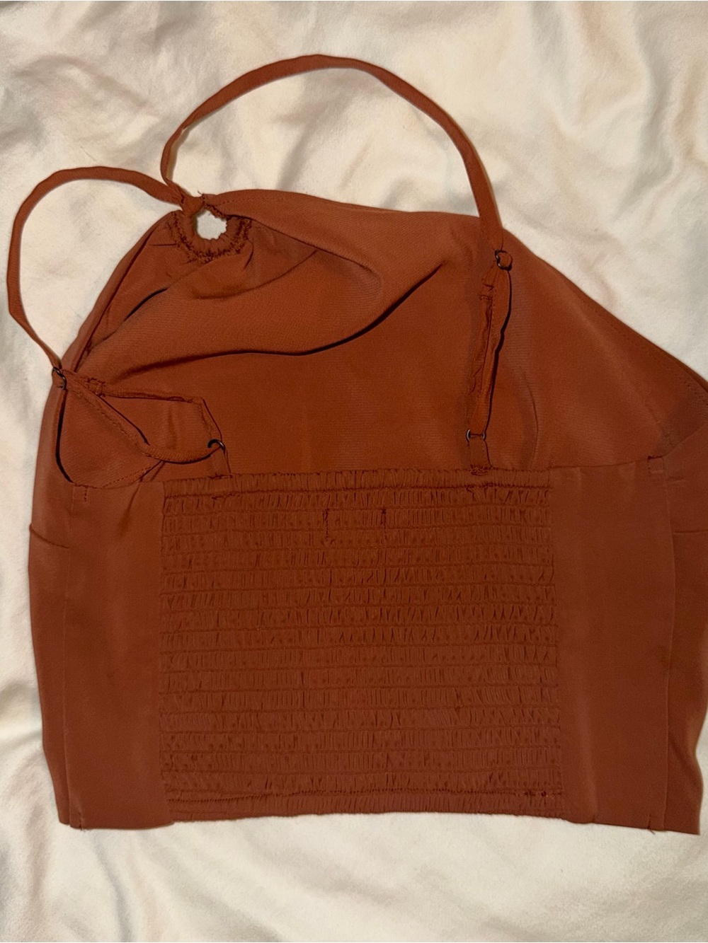 Abercrombie & Fitch Smocked Rust-Brown Halter Top - Picture 2 of 4